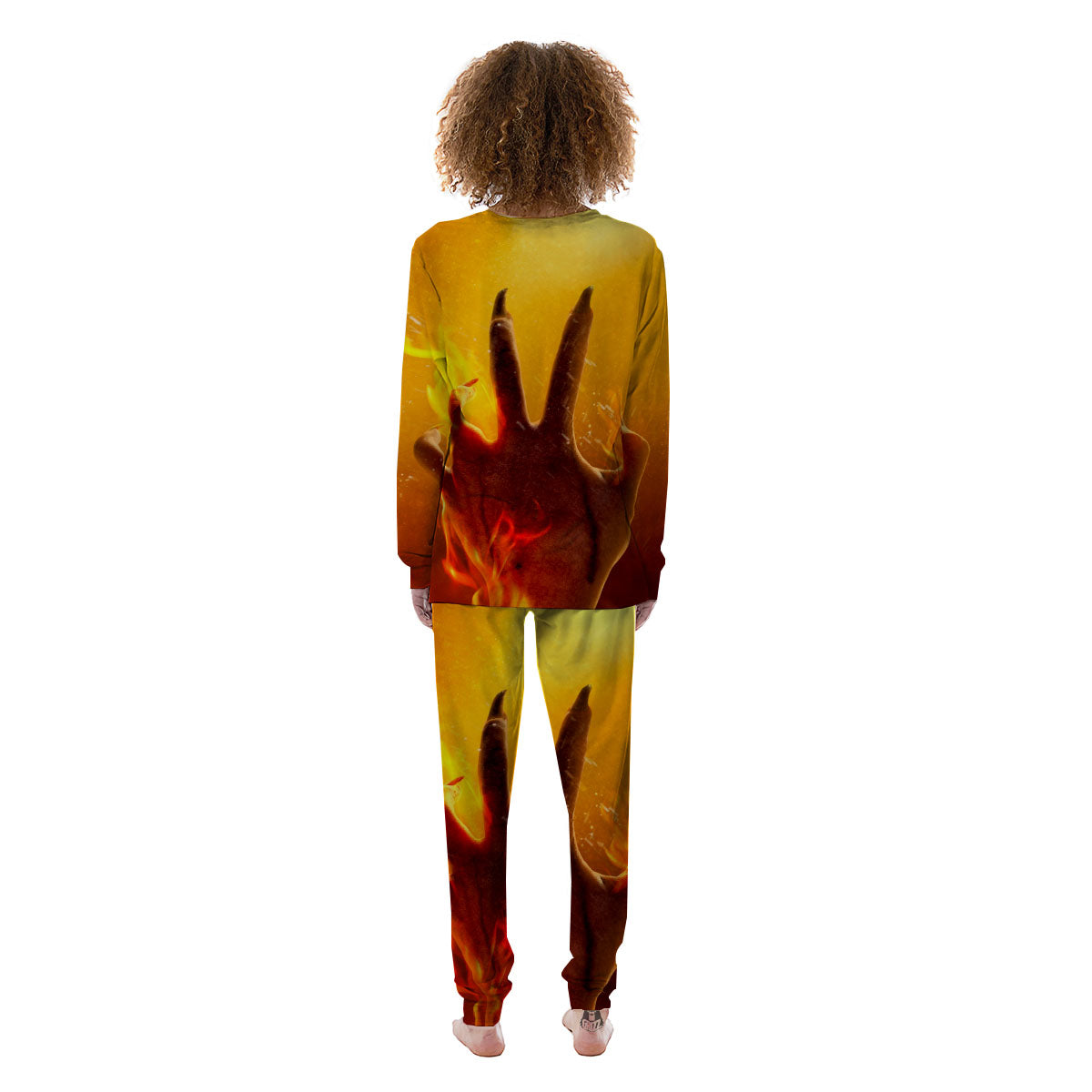 Devil Hand Print Women's Pajamas-grizzshop