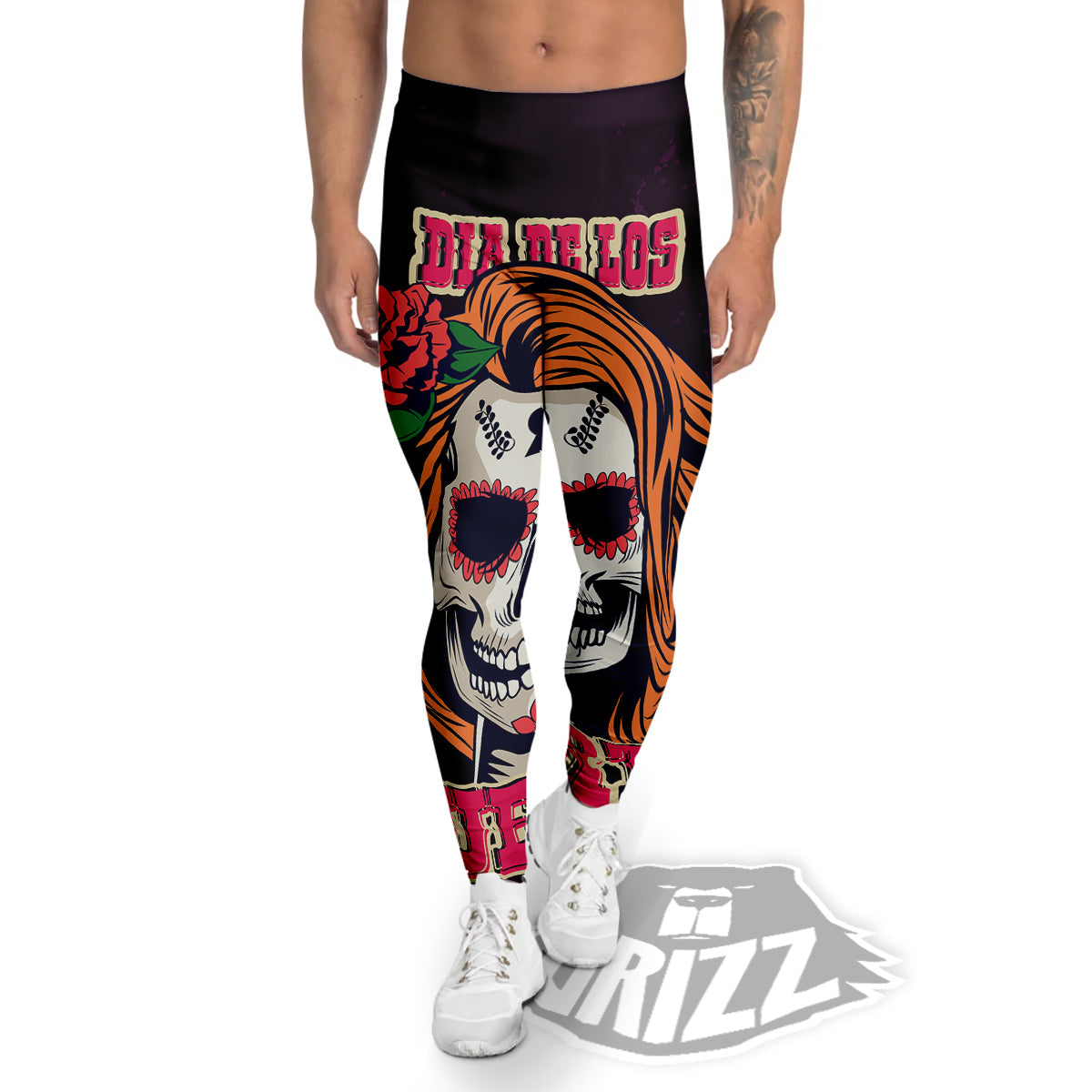 Dia De Los Muertos Calavera Girl Print Men's Leggings-grizzshop