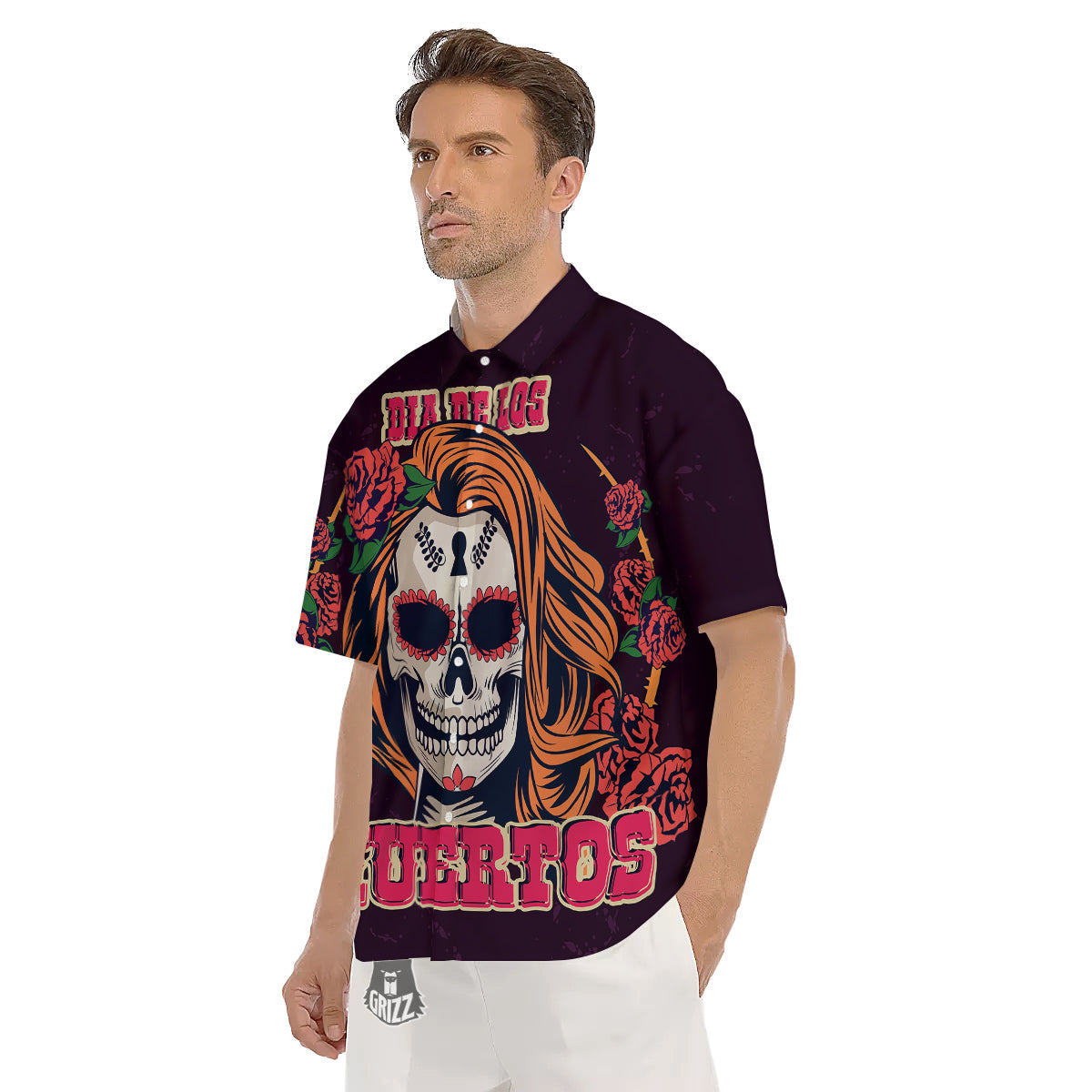 Dia De Los Muertos Calavera Girl Print Men's Short Sleeve Shirts-grizzshop