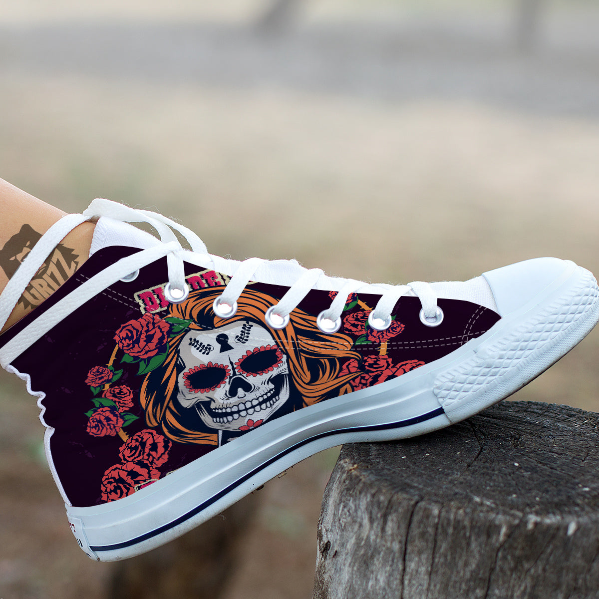 Dia De Los Muertos Calavera Girl Print White High Top Shoes-grizzshop