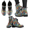 Diagonal Floral Tiles - Leather Boots for Women-grizzshop