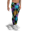 Diagonal Madras Blue Tartan Plaid Print Pattern Men's Leggings-grizzshop