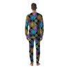 Diagonal Madras Blue Tartan Plaid Print Pattern Men's Pajamas-grizzshop