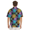 Diagonal Madras Blue Tartan Plaid Print Pattern Men's Short Sleeve Shirts-grizzshop