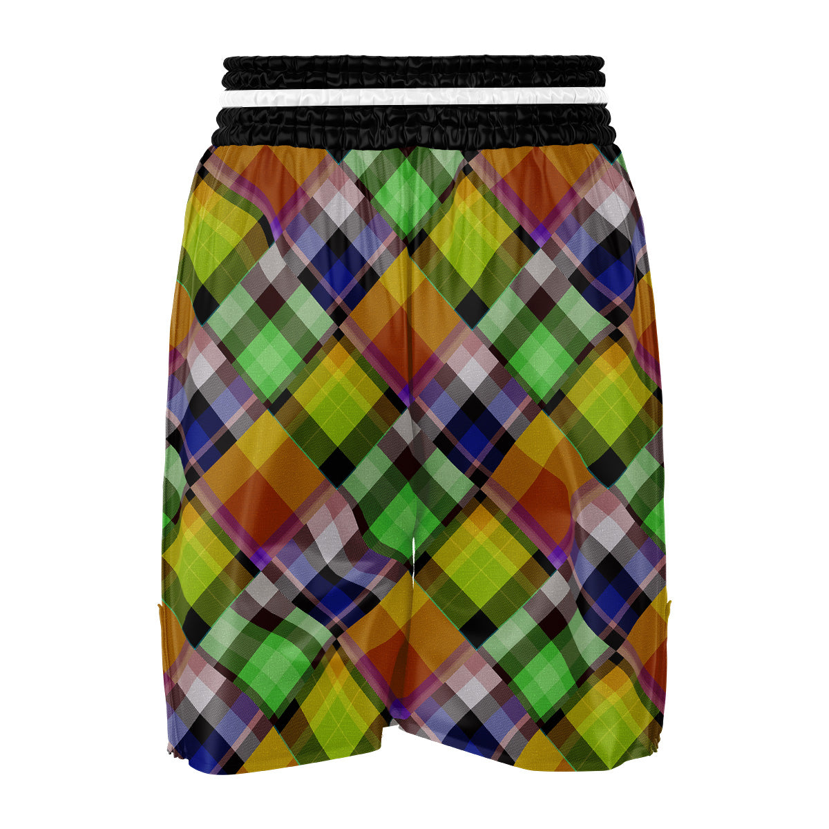 Diagonal Madras Plaid Print Pattern Boxing Shorts-grizzshop