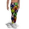 Diagonal Madras Plaid Print Pattern Men's Leggings-grizzshop