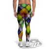 Diagonal Madras Plaid Print Pattern Men's Leggings-grizzshop