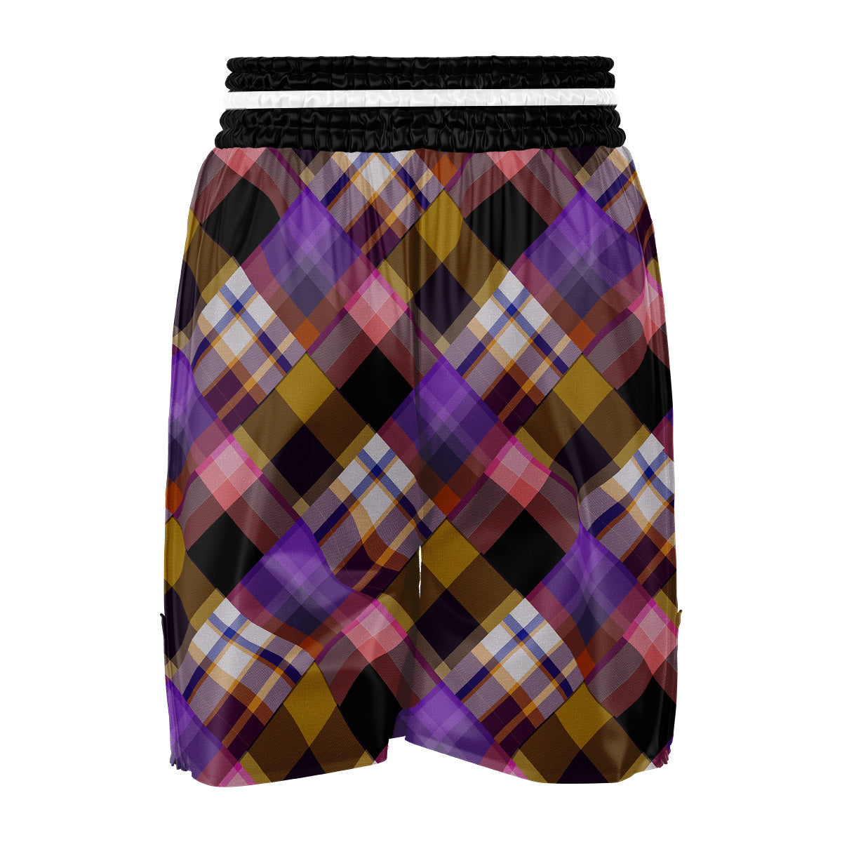 Diagonal Madras Tartan Plaid Print Pattern Boxing Shorts-grizzshop