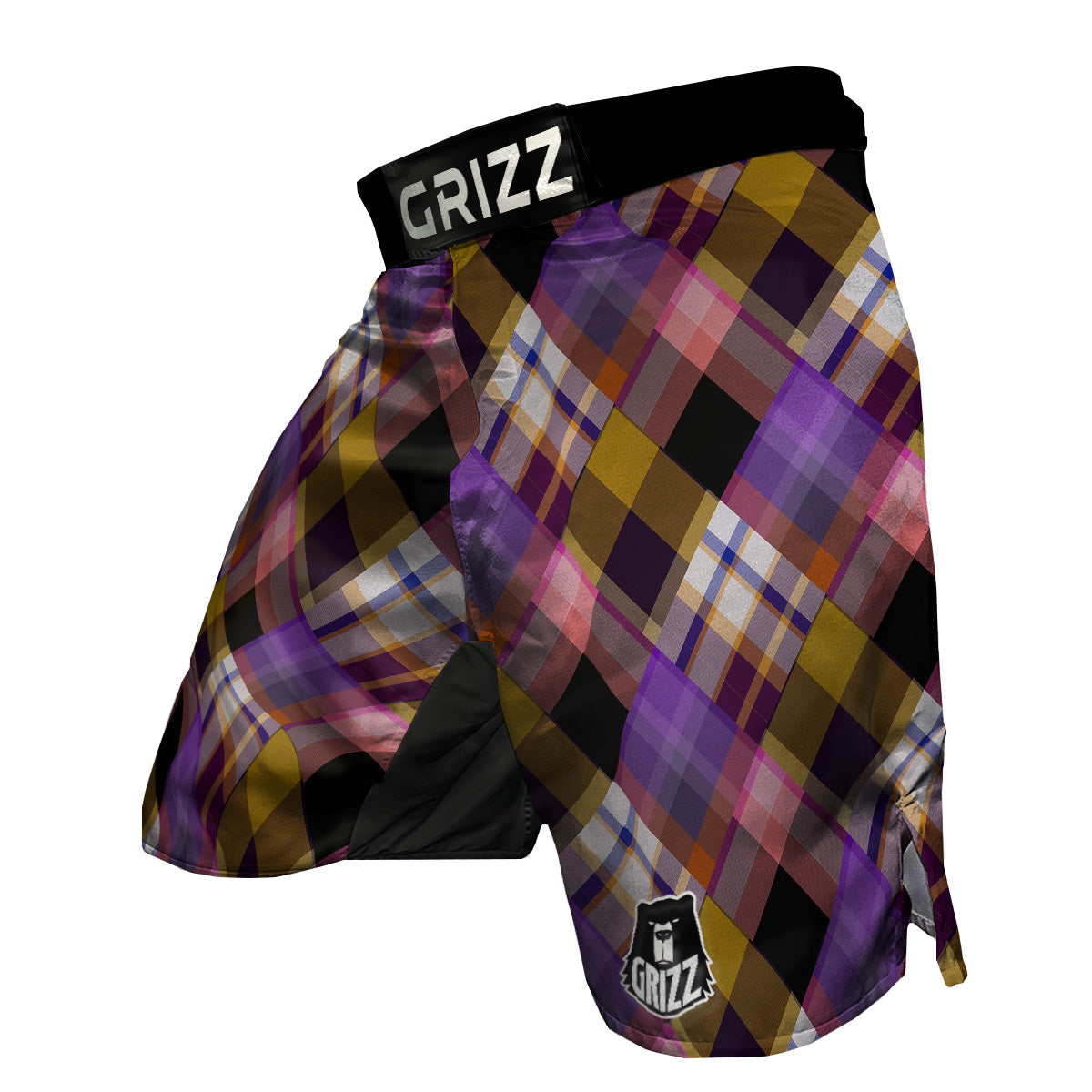 Diagonal Madras Tartan Plaid Print Pattern MMA Shorts-grizzshop