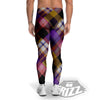 Diagonal Madras Tartan Plaid Print Pattern Men's Leggings-grizzshop