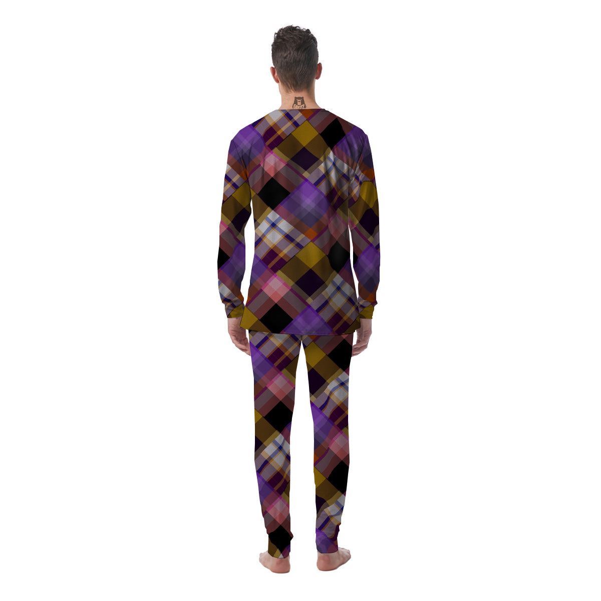 Diagonal Madras Tartan Plaid Print Pattern Men's Pajamas-grizzshop