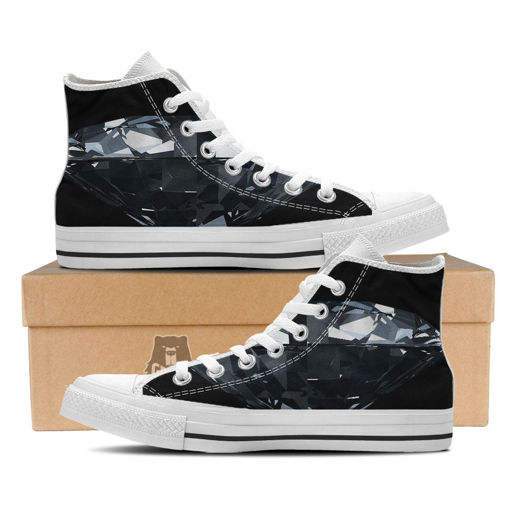 Diamond Black Print White High Top Shoes-grizzshop
