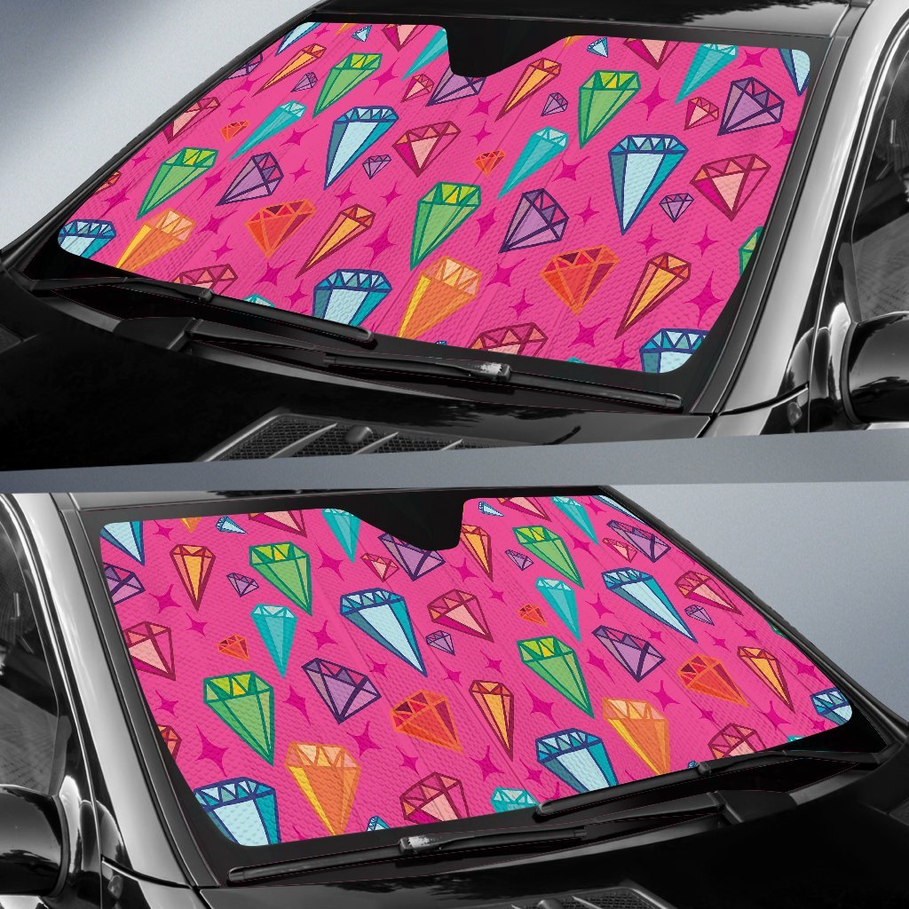Diamond Colorful Pattern Print Car Sun Shade-grizzshop