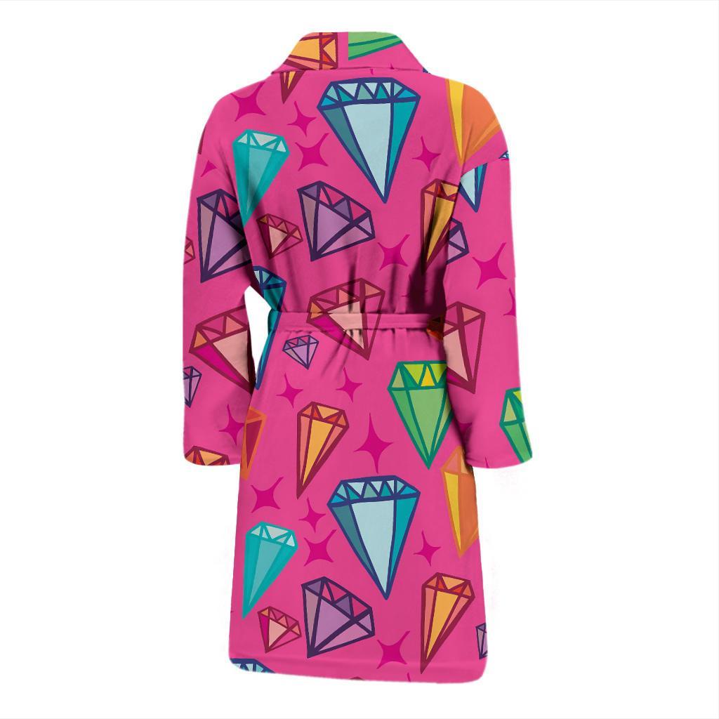 Diamond Colorful Pattern Print Men Long Robe-grizzshop
