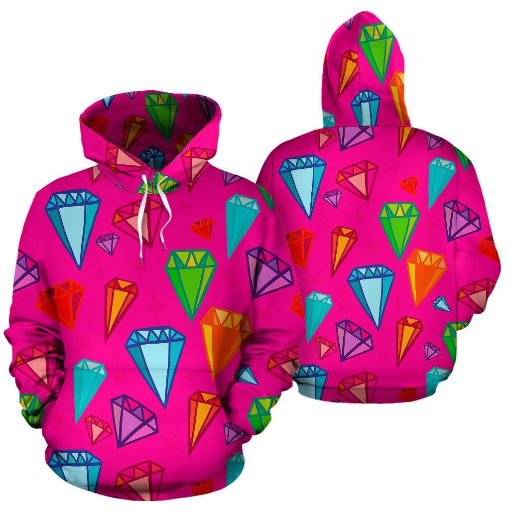 Diamond Colorful Pattern Print Men Women Pullover Hoodie-grizzshop