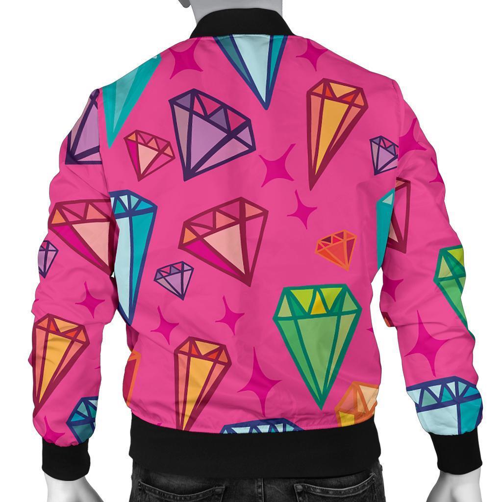 Diamond Colorful Pattern Print Men's Bomber Jacket-grizzshop