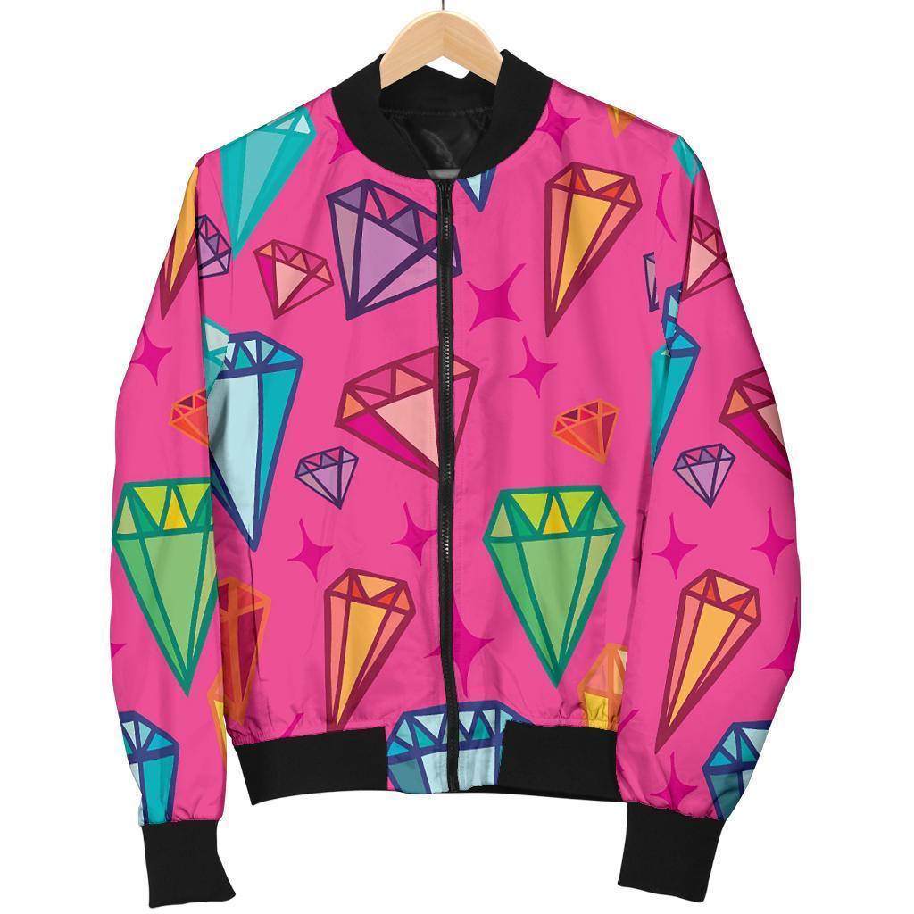 Diamond Colorful Pattern Print Men's Bomber Jacket-grizzshop