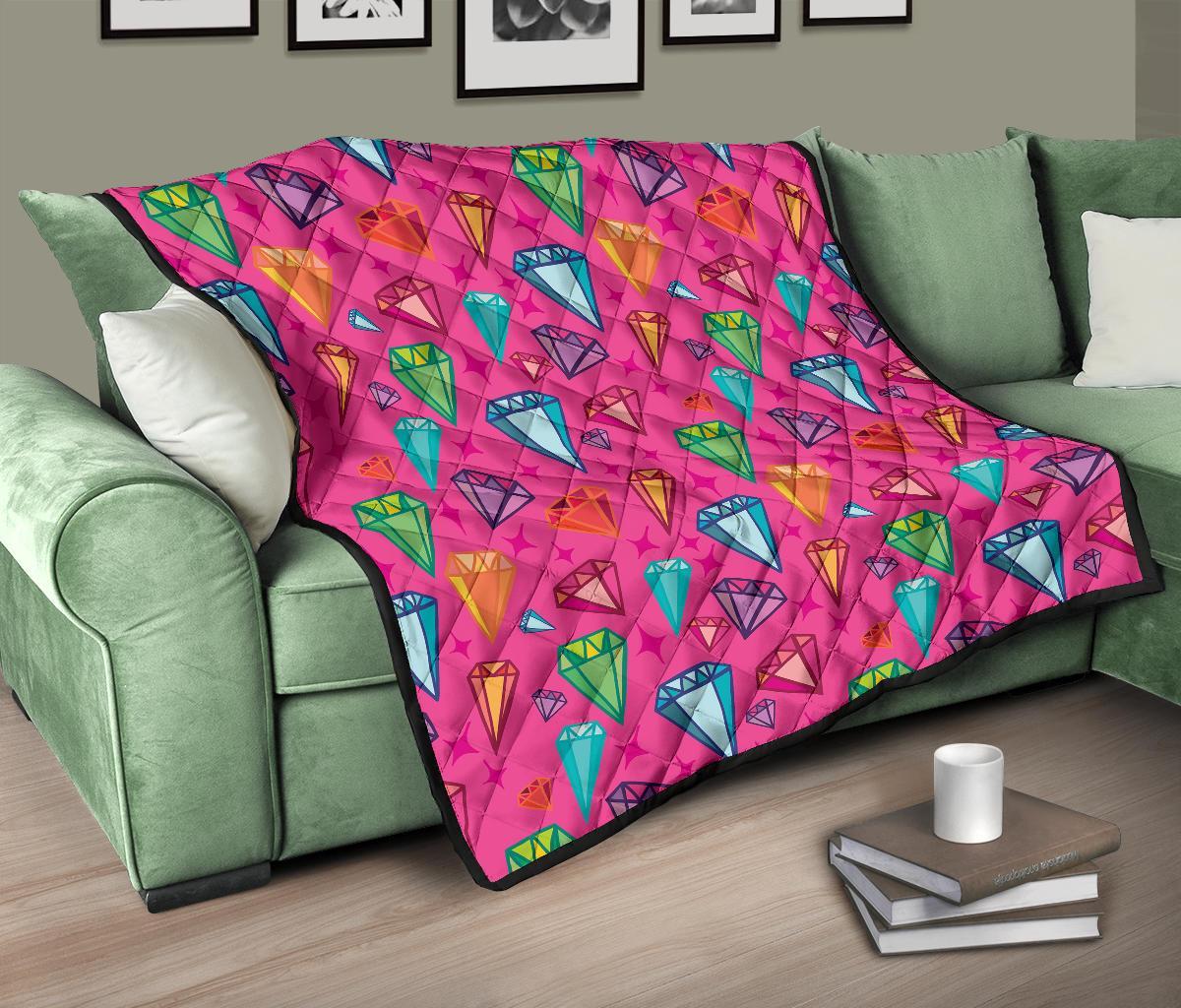 Diamond Colorful Pattern Print Quilt-grizzshop