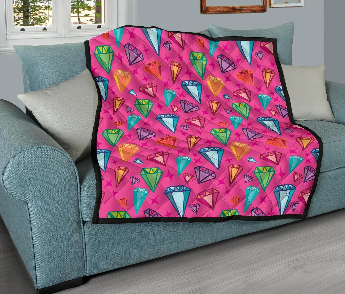 Diamond Colorful Pattern Print Quilt-grizzshop