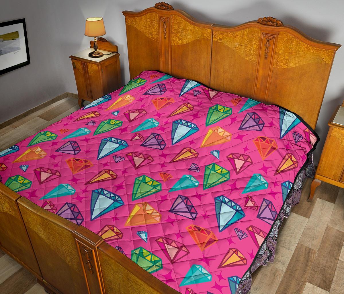 Diamond Colorful Pattern Print Quilt-grizzshop