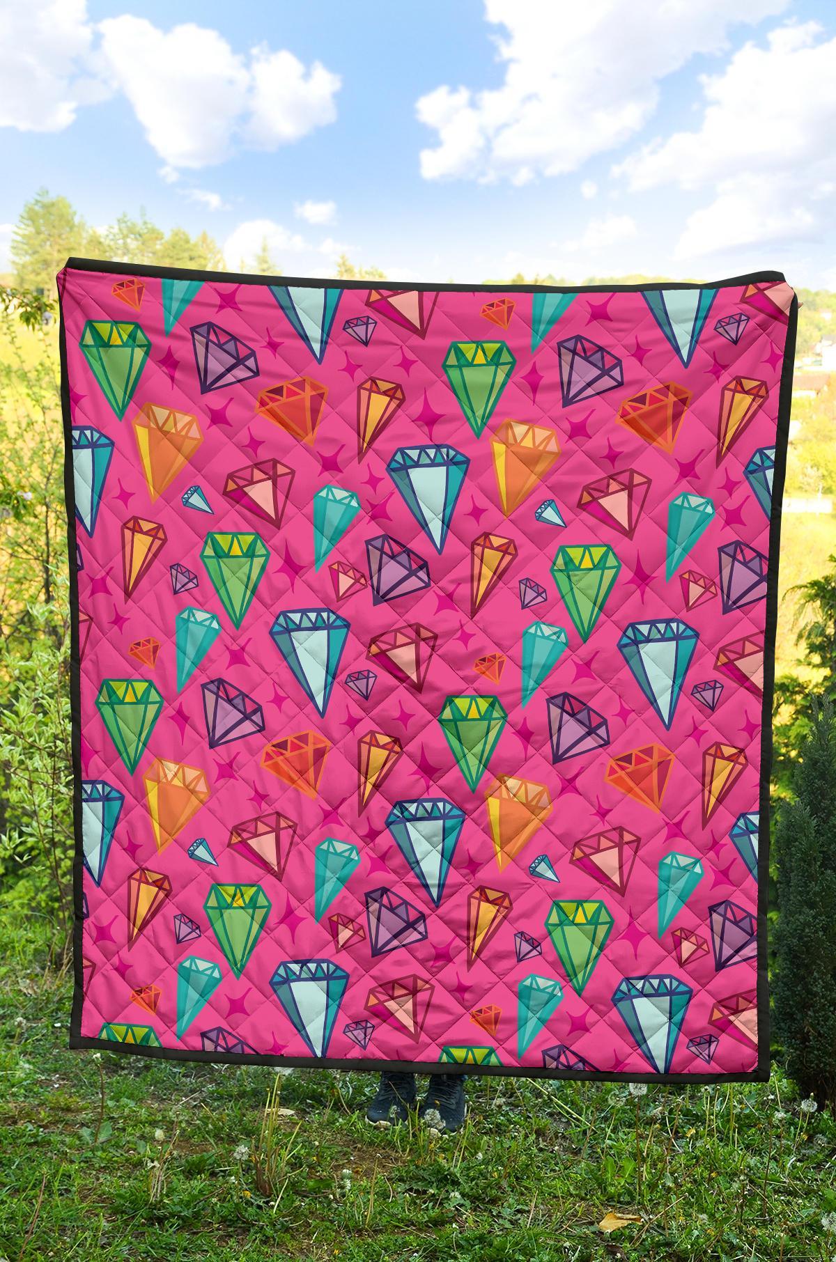 Diamond Colorful Pattern Print Quilt-grizzshop
