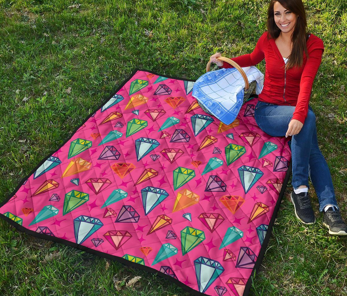 Diamond Colorful Pattern Print Quilt-grizzshop