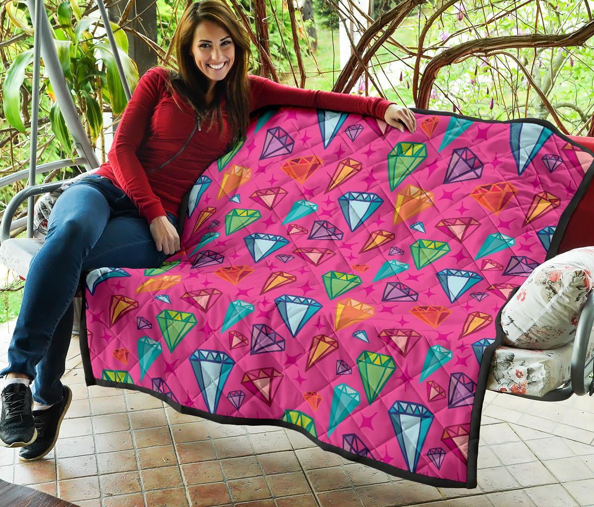 Diamond Colorful Pattern Print Quilt-grizzshop