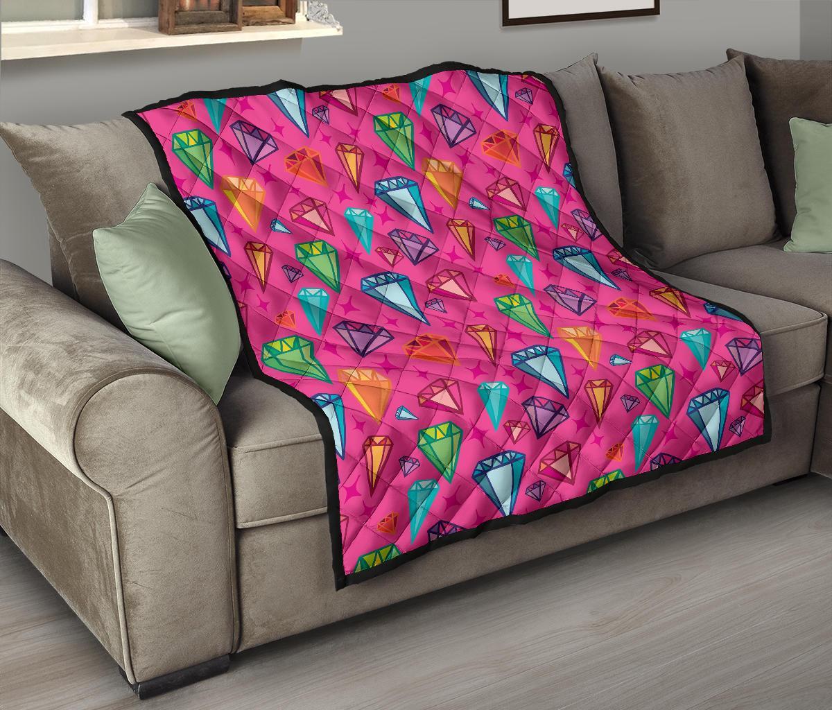 Diamond Colorful Pattern Print Quilt-grizzshop