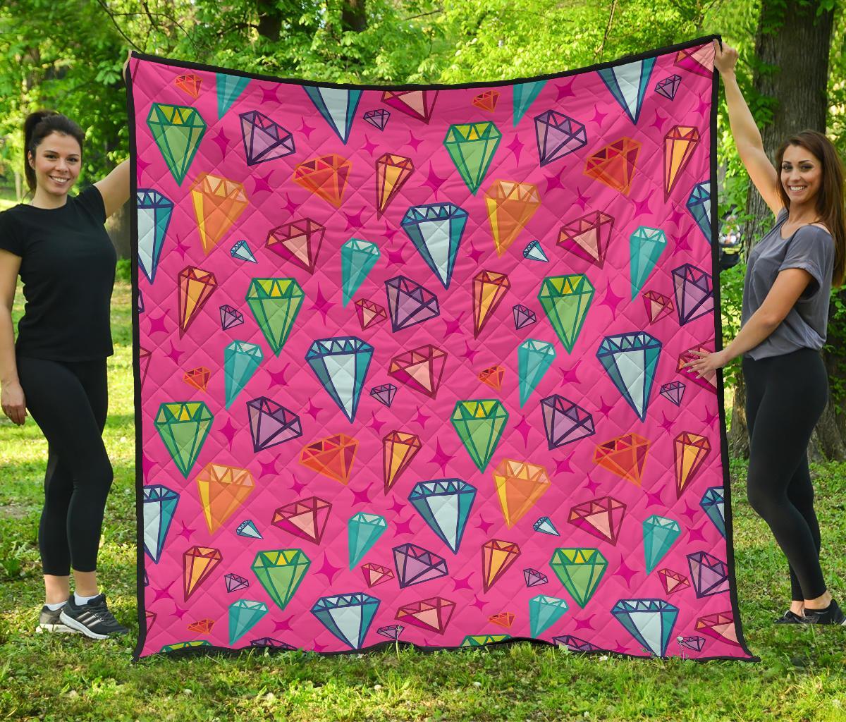Diamond Colorful Pattern Print Quilt-grizzshop
