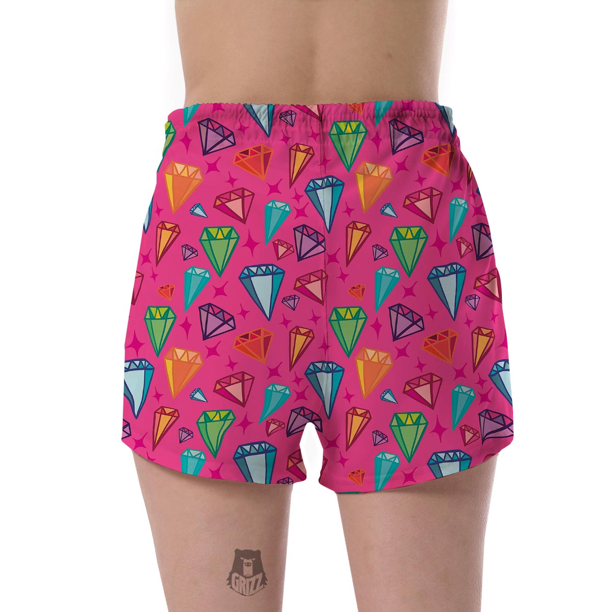 Diamond Colorful Pattern Print Women's Shorts-grizzshop