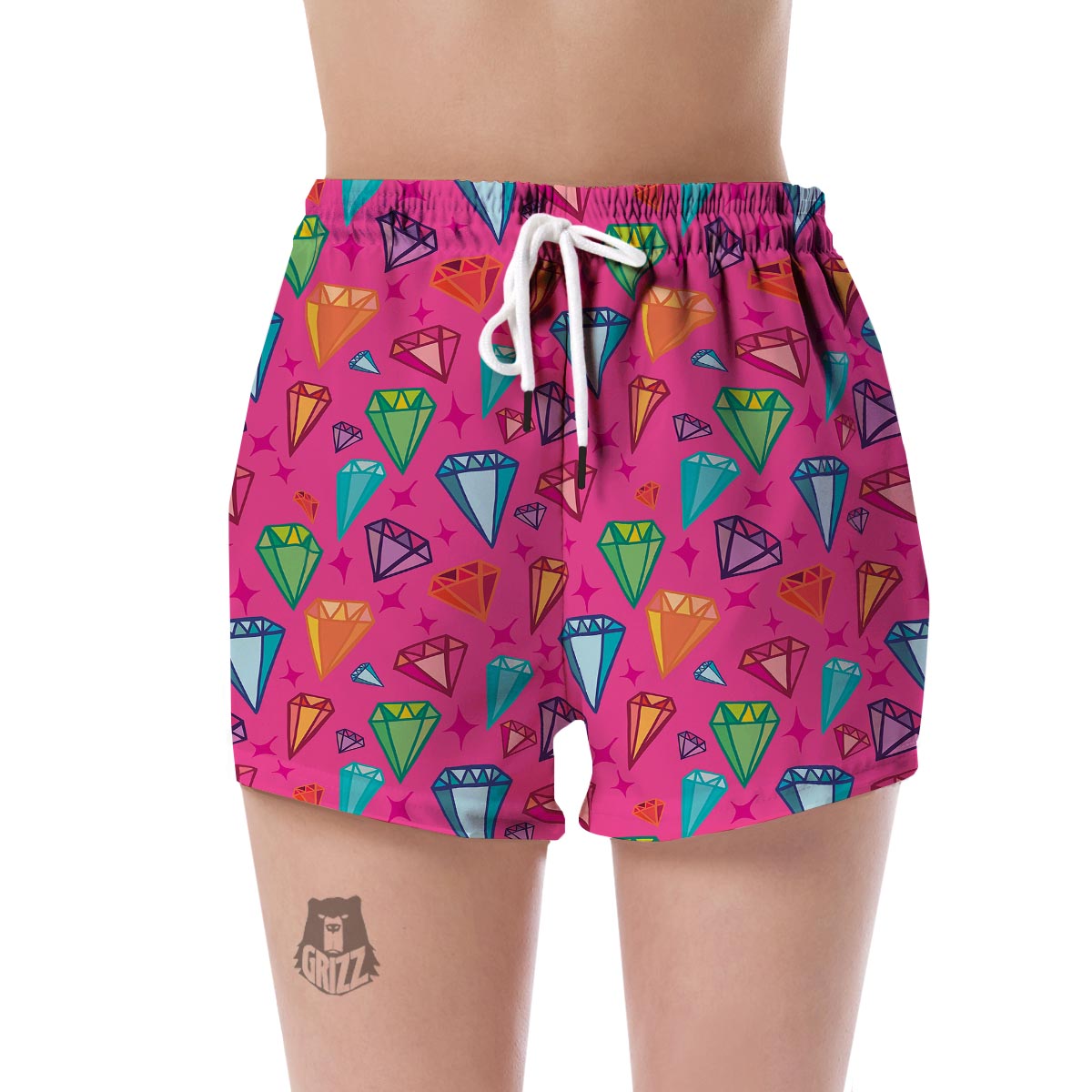 Diamond Colorful Pattern Print Women's Shorts-grizzshop