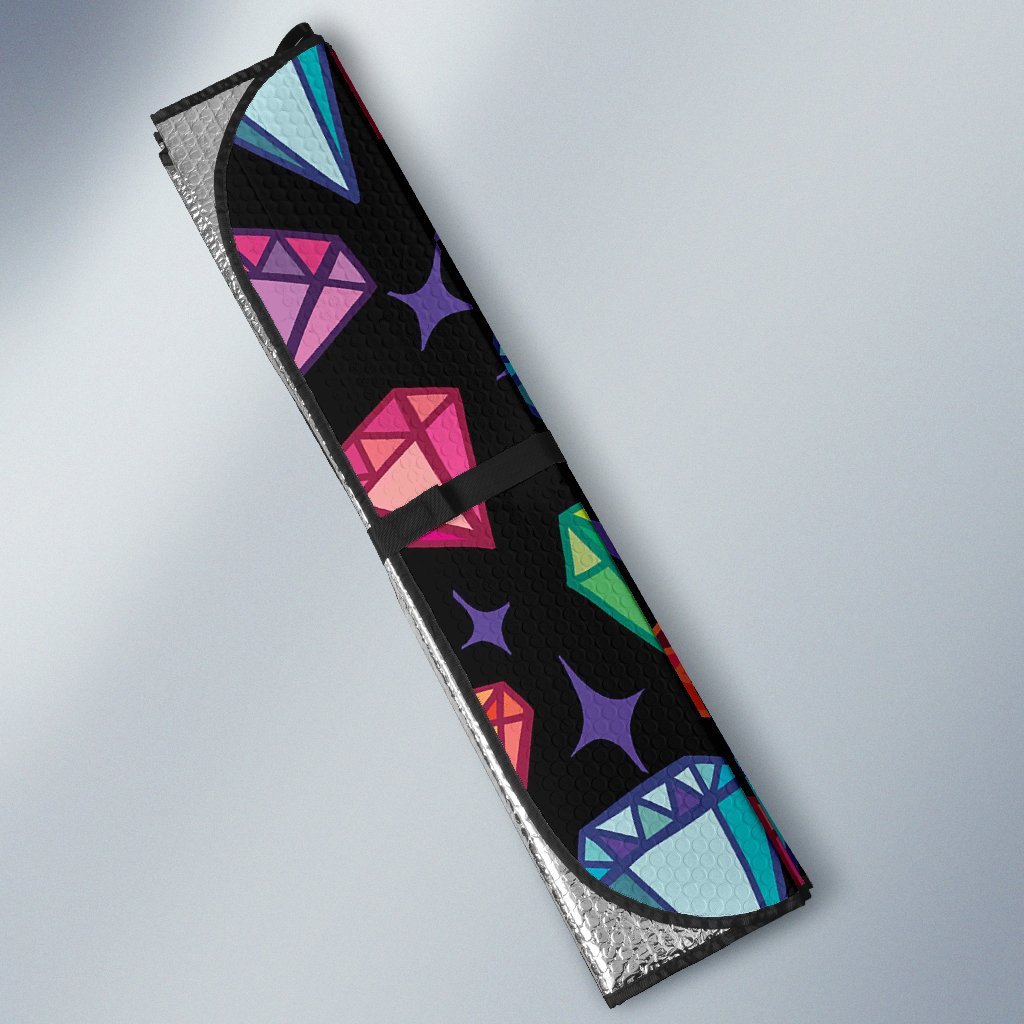Diamond Colorful Print Pattern Car Sun Shade-grizzshop