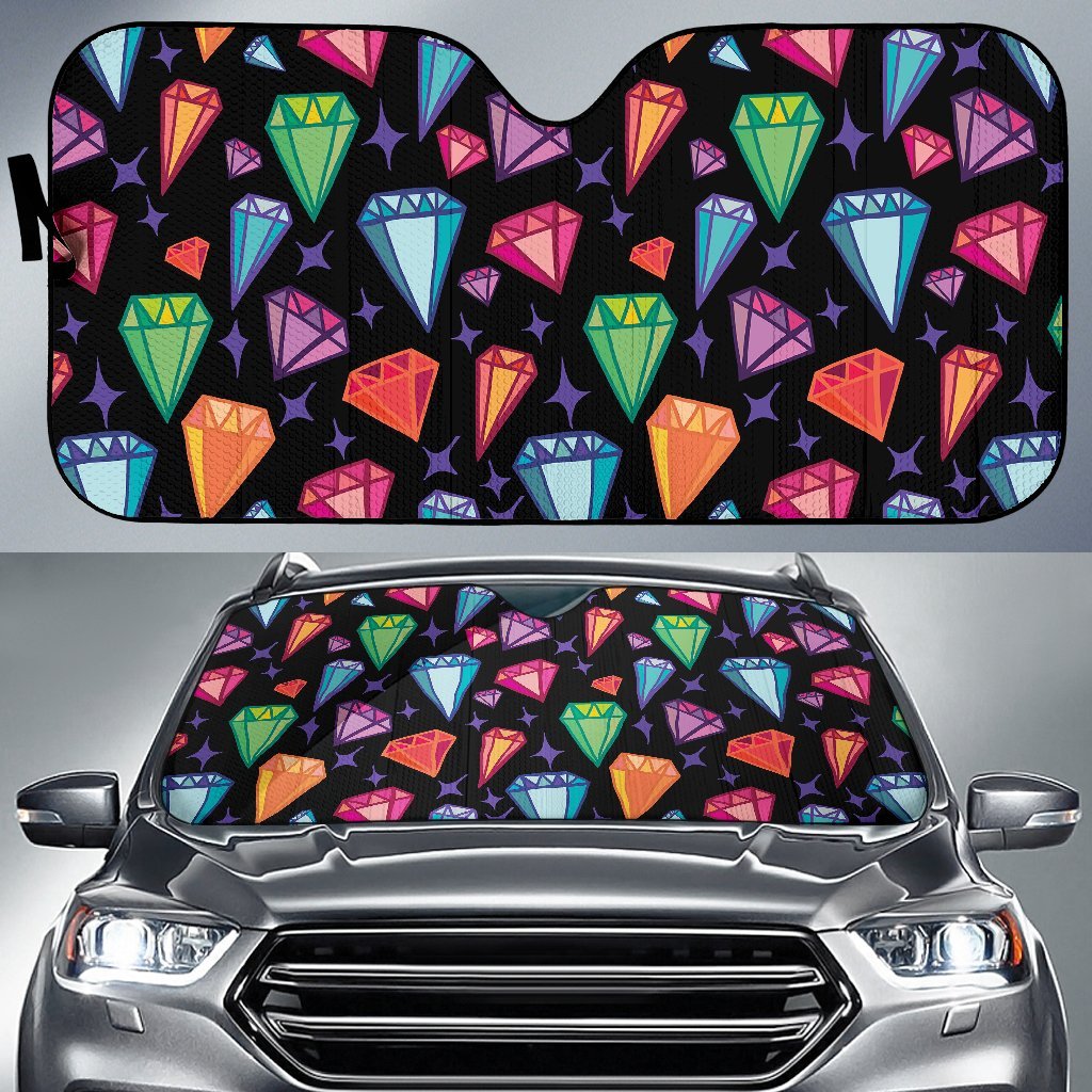 Diamond Colorful Print Pattern Car Sun Shade-grizzshop