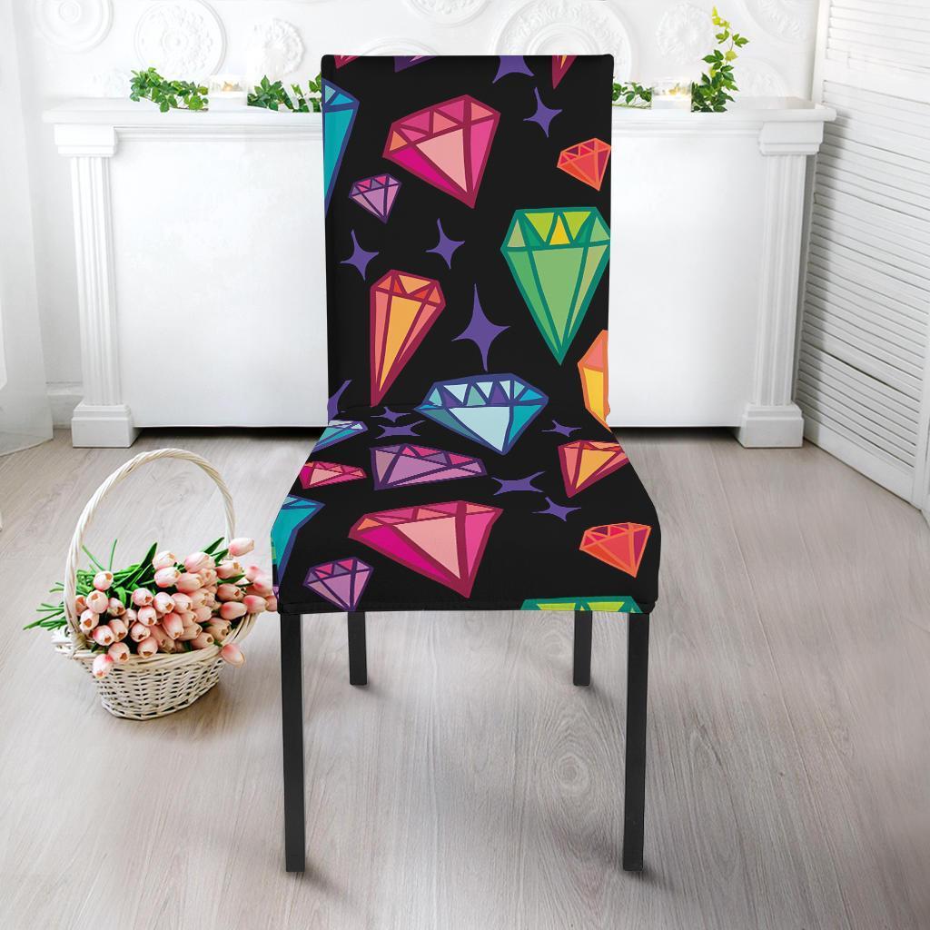 Diamond Colorful Print Pattern Chair Cover-grizzshop