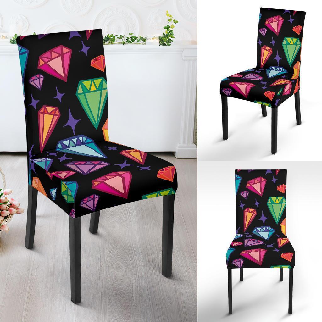Diamond Colorful Print Pattern Chair Cover-grizzshop