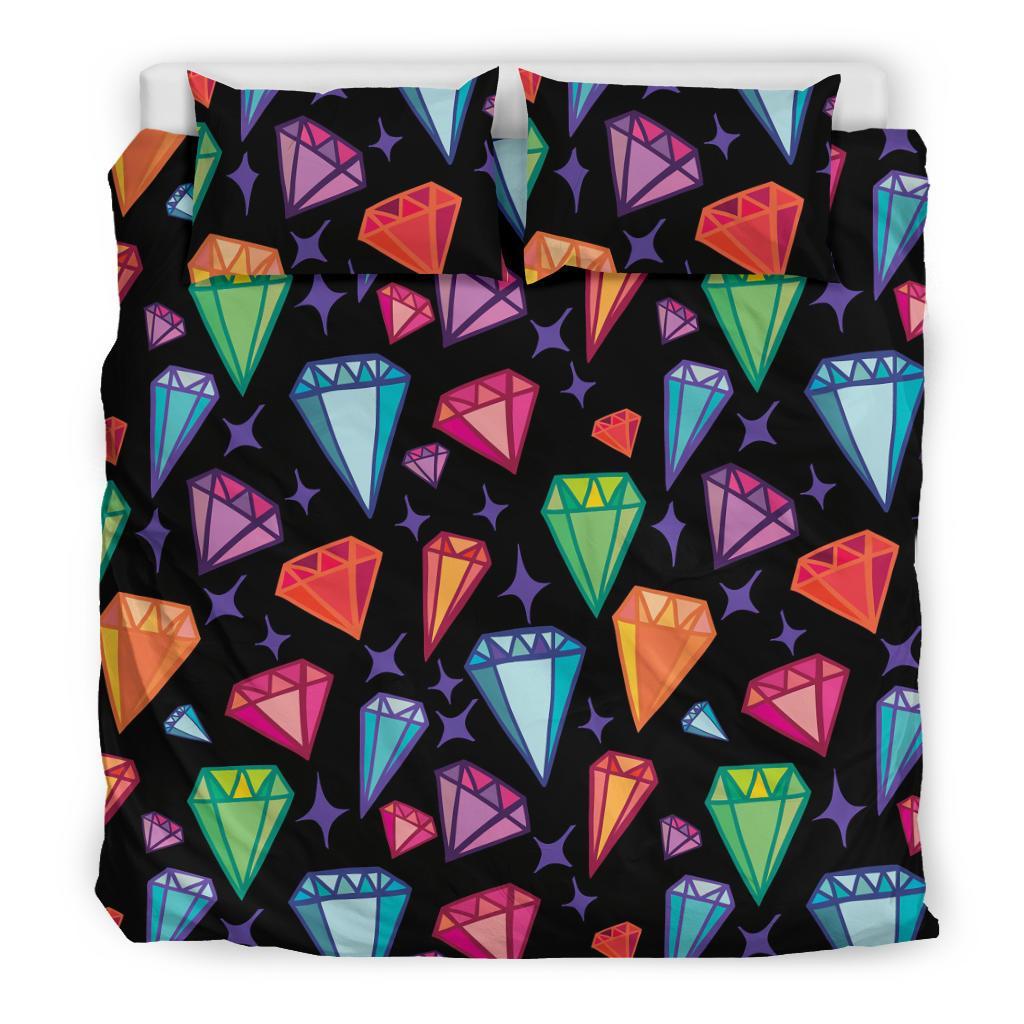 Diamond Colorful Print Pattern Duvet Cover Bedding Set-grizzshop