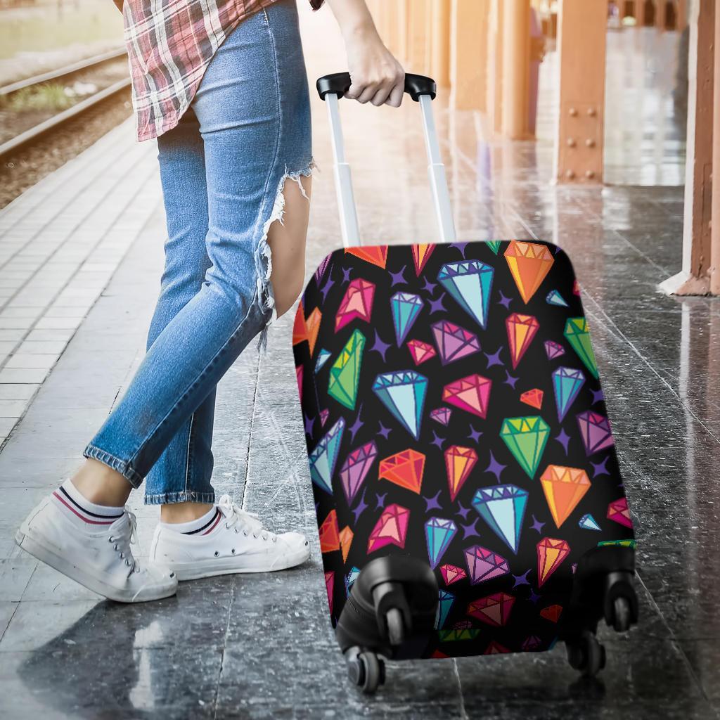 Diamond Colorful Print Pattern Luggage Cover Protector-grizzshop