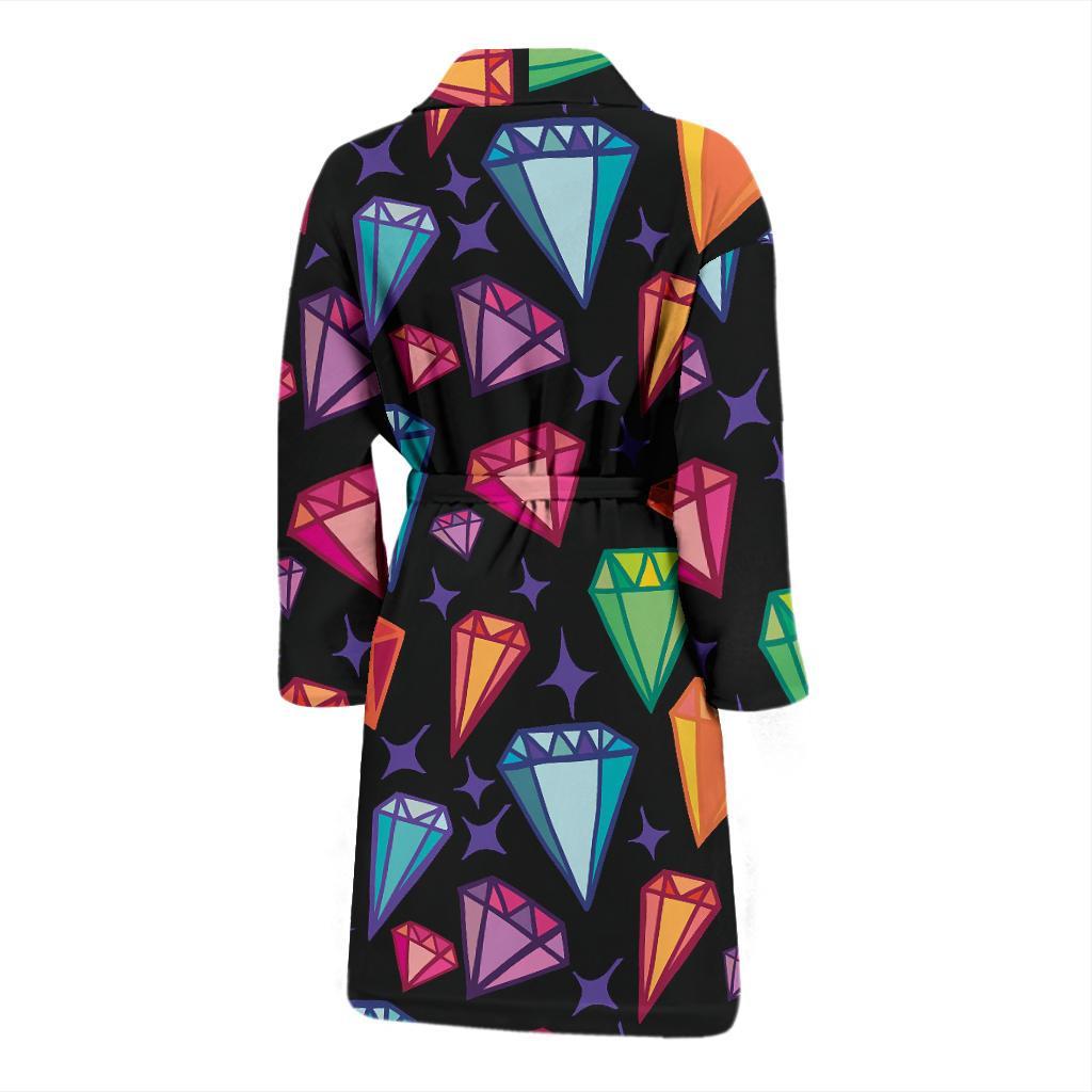 Diamond Colorful Print Pattern Men Long Robe-grizzshop