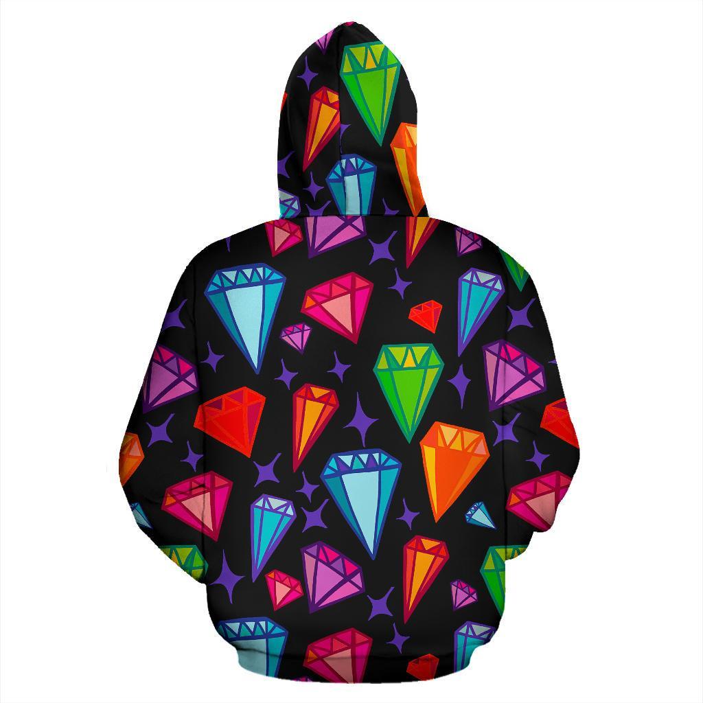 Diamond Colorful Print Pattern Men Women Pullover Hoodie-grizzshop
