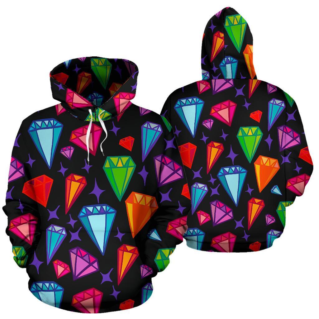 Diamond Colorful Print Pattern Men Women Pullover Hoodie-grizzshop