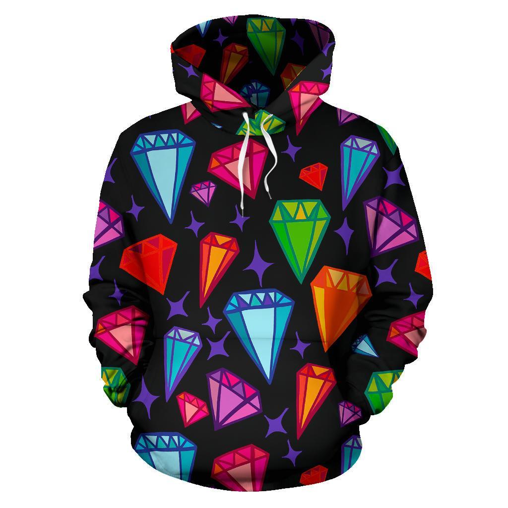 Diamond Colorful Print Pattern Men Women Pullover Hoodie-grizzshop
