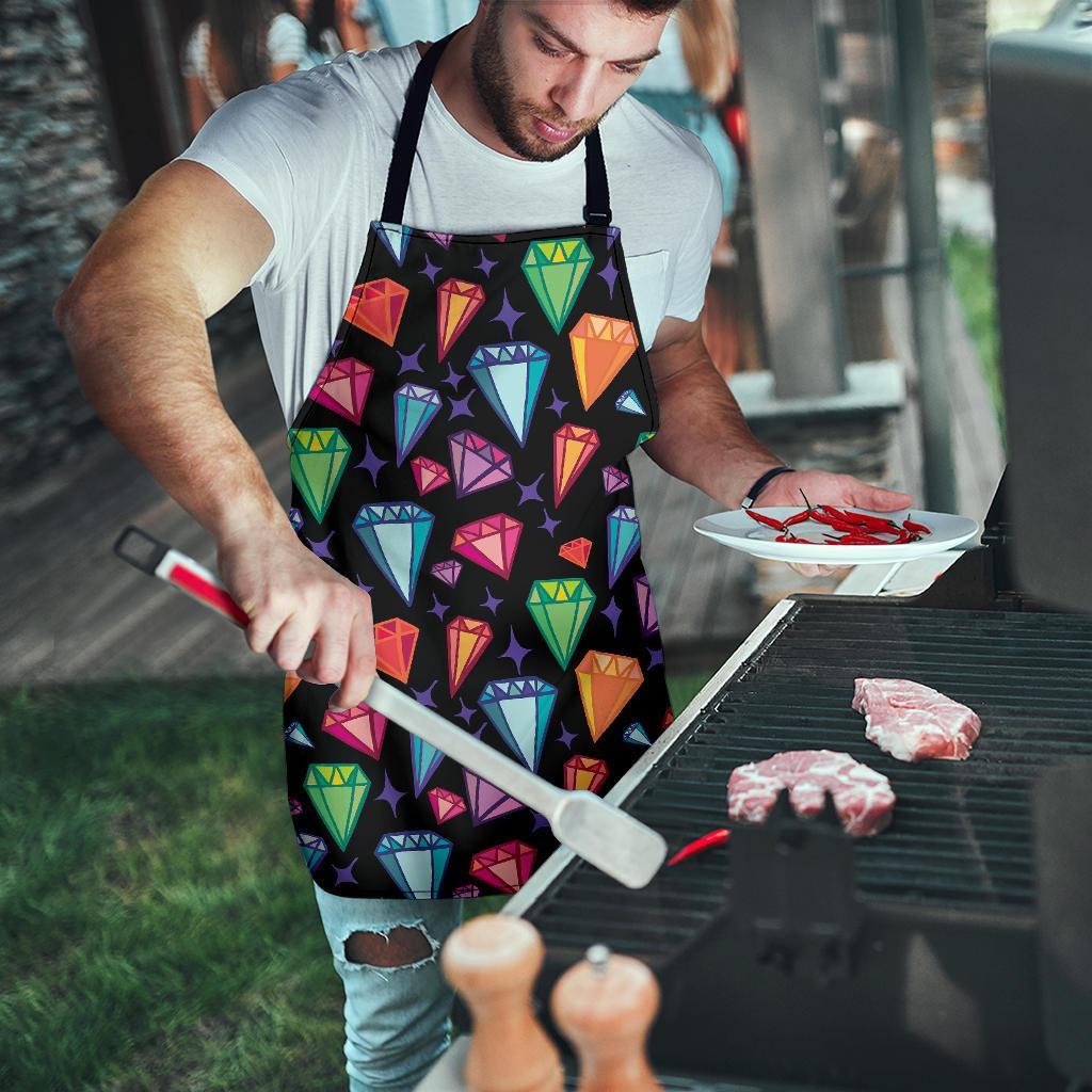 Diamond Colorful Print Pattern Men's Apron-grizzshop