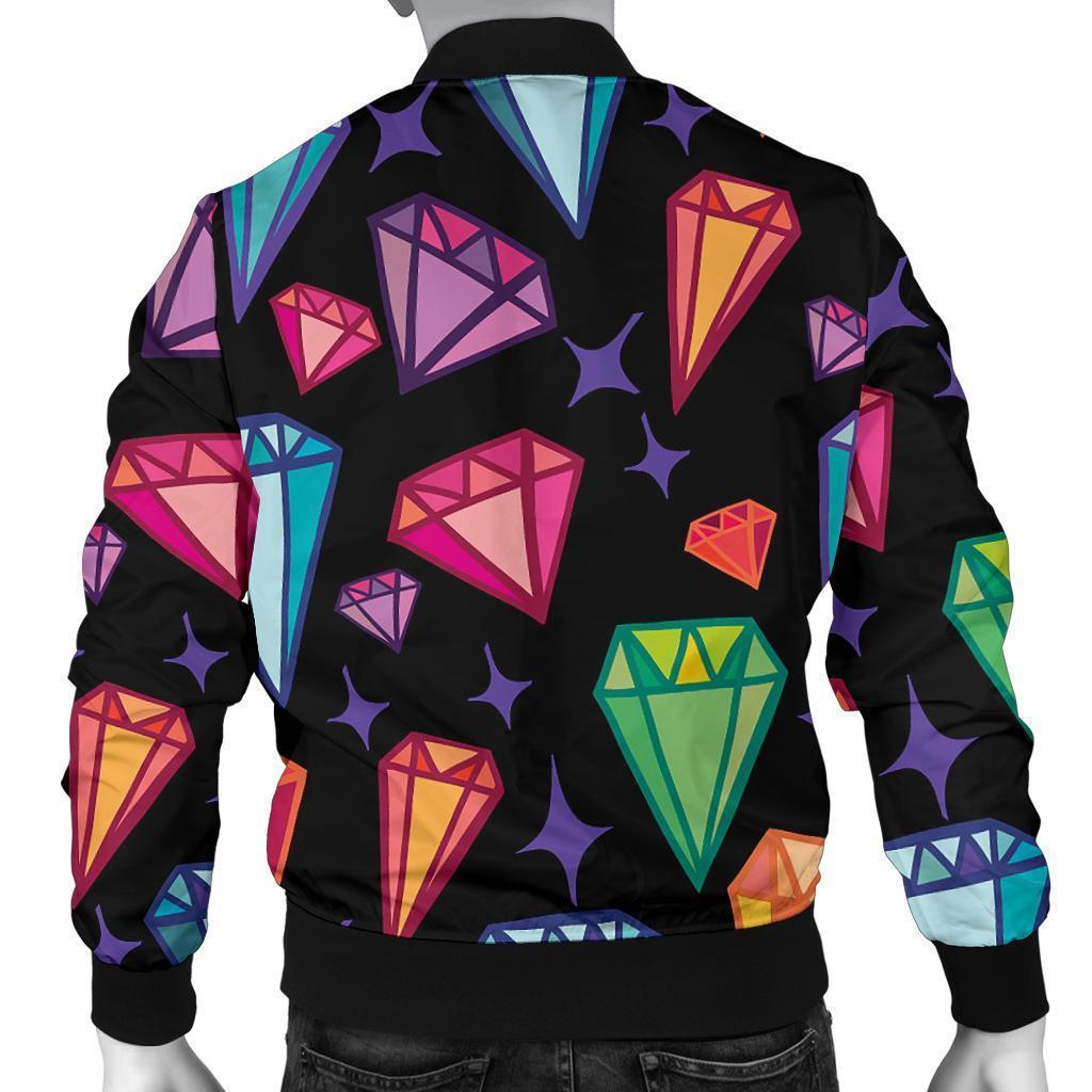 Diamond Colorful Print Pattern Men's Bomber Jacket-grizzshop