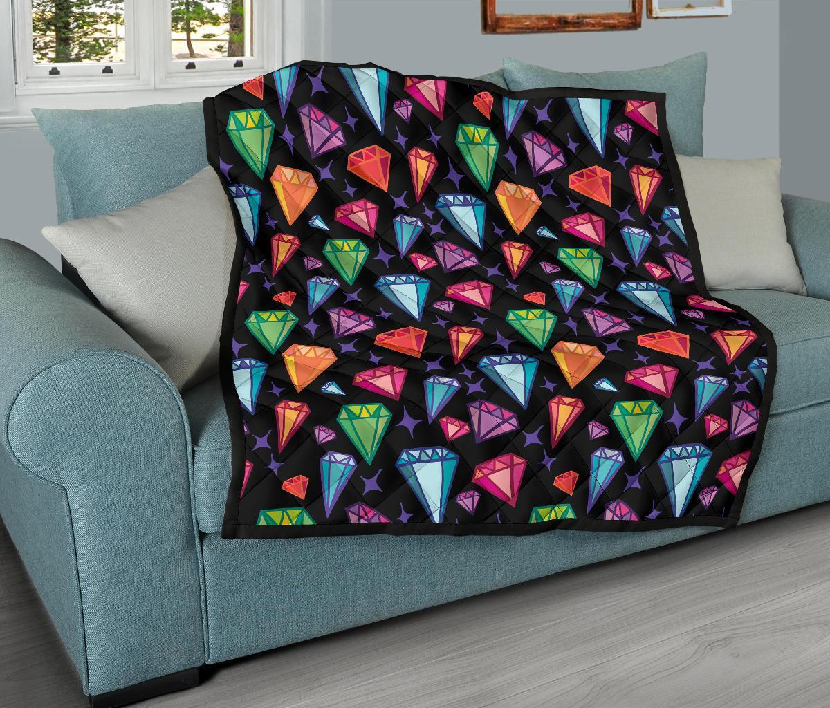 Diamond Colorful Print Pattern Quilt-grizzshop