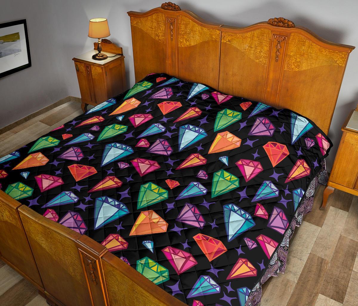 Diamond Colorful Print Pattern Quilt-grizzshop