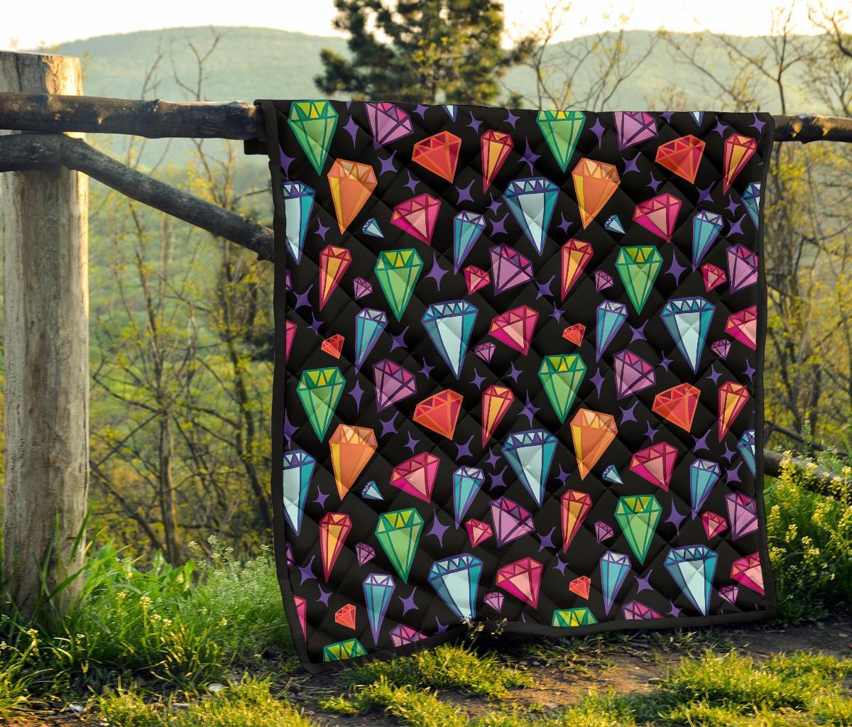 Diamond Colorful Print Pattern Quilt-grizzshop