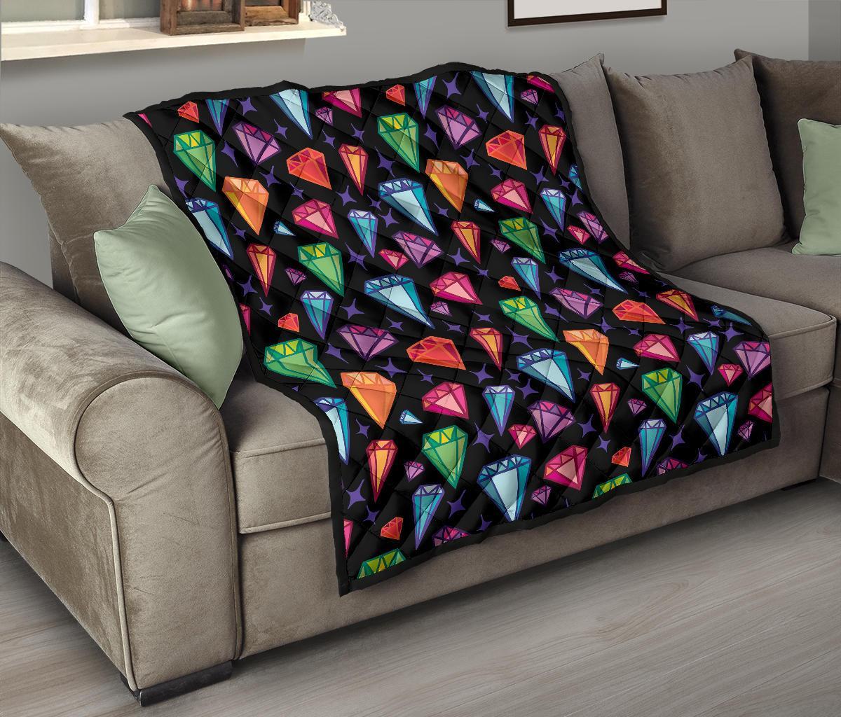 Diamond Colorful Print Pattern Quilt-grizzshop