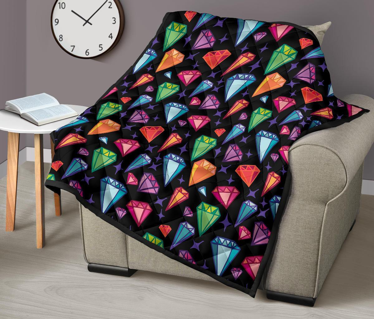 Diamond Colorful Print Pattern Quilt-grizzshop