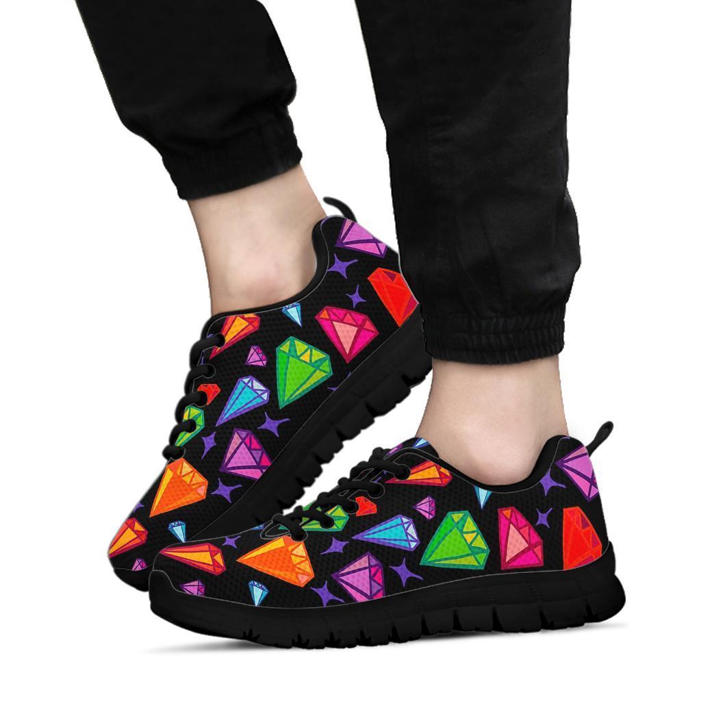 Diamond Colorful Print Pattern Sneaker Shoes For Men Women-grizzshop