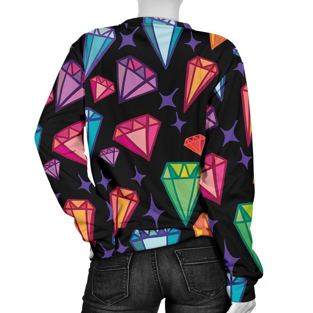 Diamond Colorful Print Pattern Women's Sweatshirt-grizzshop